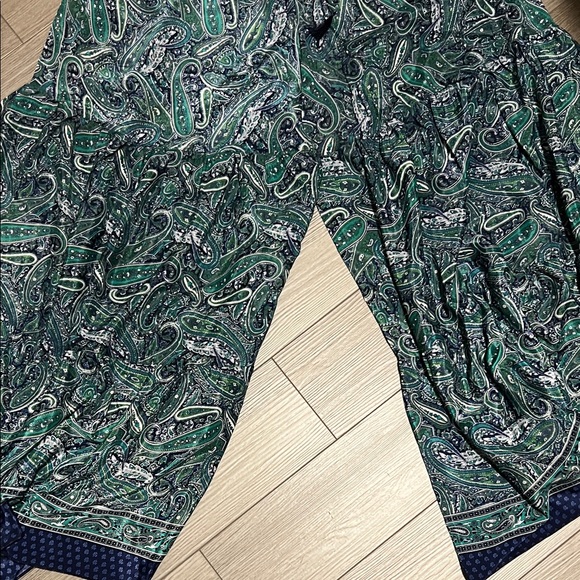 Boho Paisley Print Green and Blue pants - Picture 2 of 9